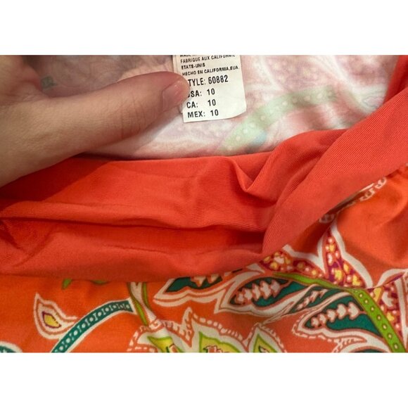 Athleta Womens Orange Floral Paisley Swim Skirt Size 10 With Built-In Bottoms Ny - Picture 4 of 9